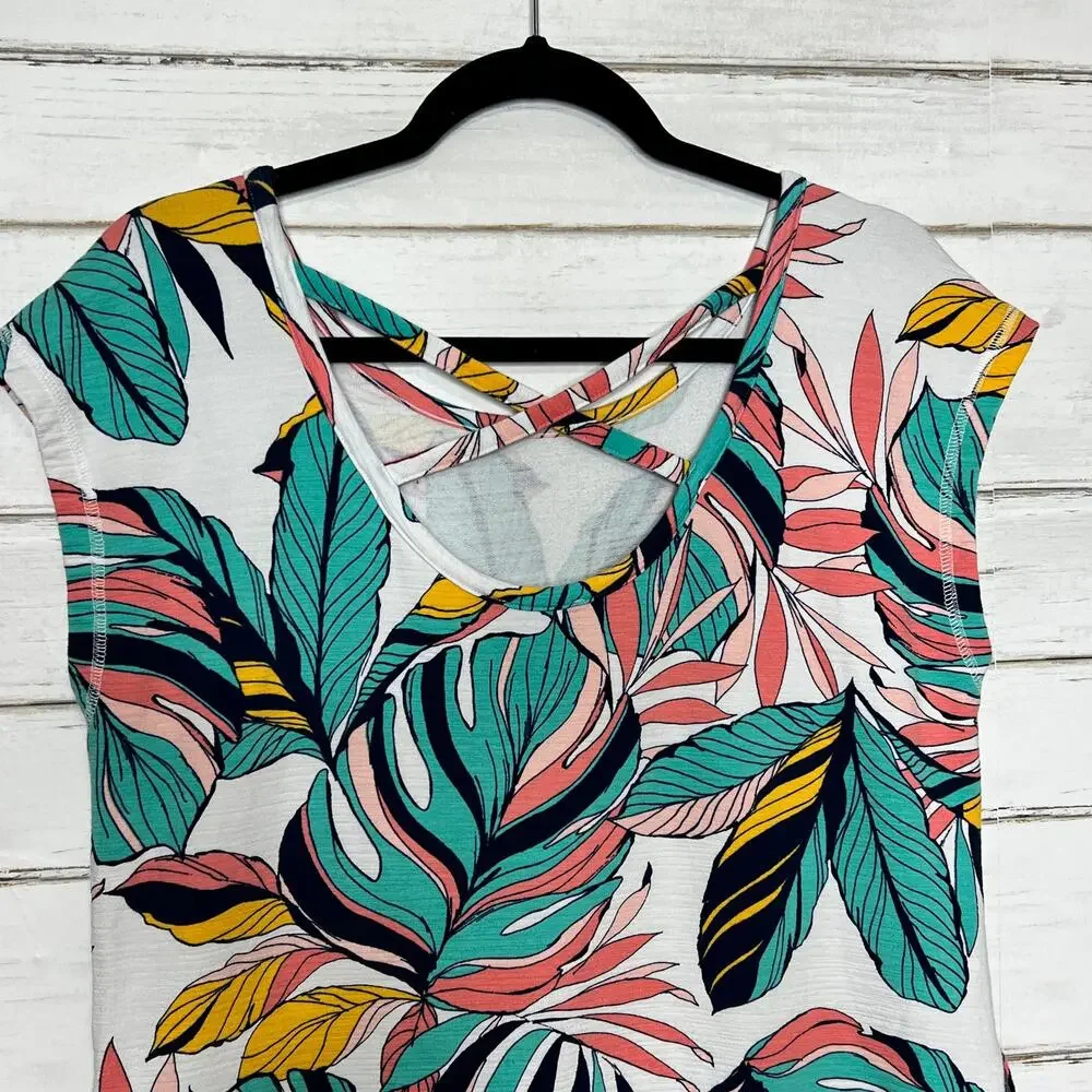 Talbots Cozy Crush Cross Back Dress Tropical Size Medium